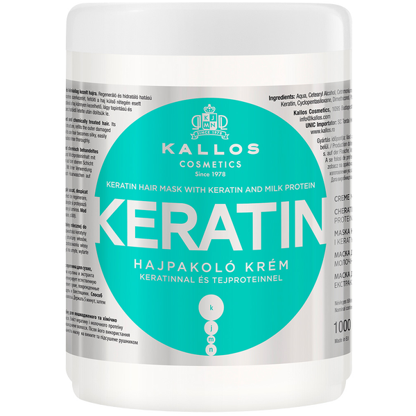 KALLOS Maska do włosów suchych i łamiących się KERATIN, 1000 ml.webp