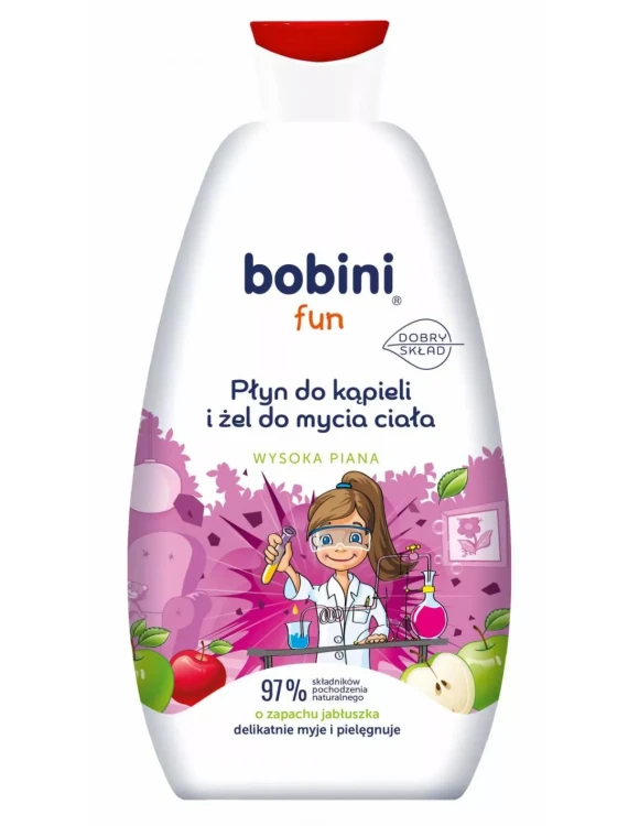 BOBINI FUN Płyn do kąpieli i żel do mycia ciała JABŁKOWY, 500 ml.webp