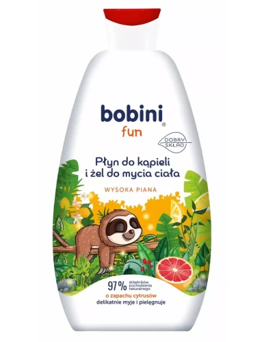 BOBINI FUN Płyn do kąpieli i żel do mycia ciała CYTRUSOWY, 500 ml.webp