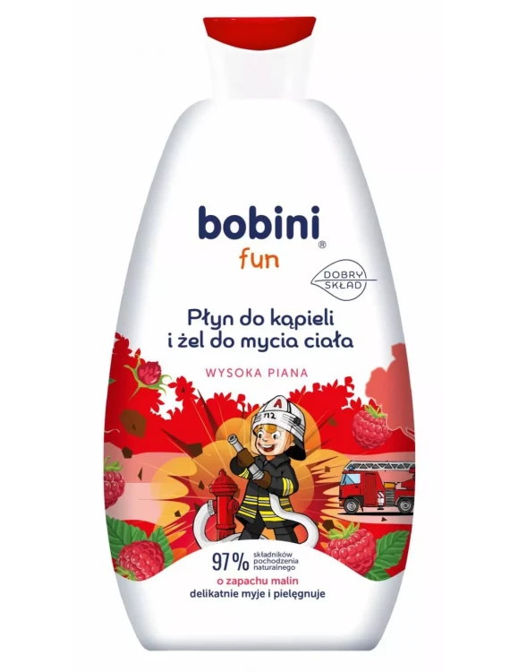 BOBINI FUN Płyn do kąpieli i żel do mycia ciała MALINOWY, 500 ml.webp